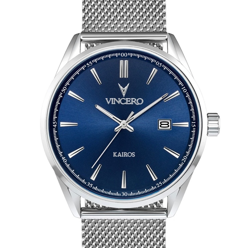 NIB! Vincero Kairos Mesh Watch in Blue/Silver